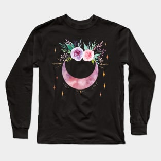 Roses moon watercolor Long Sleeve T-Shirt